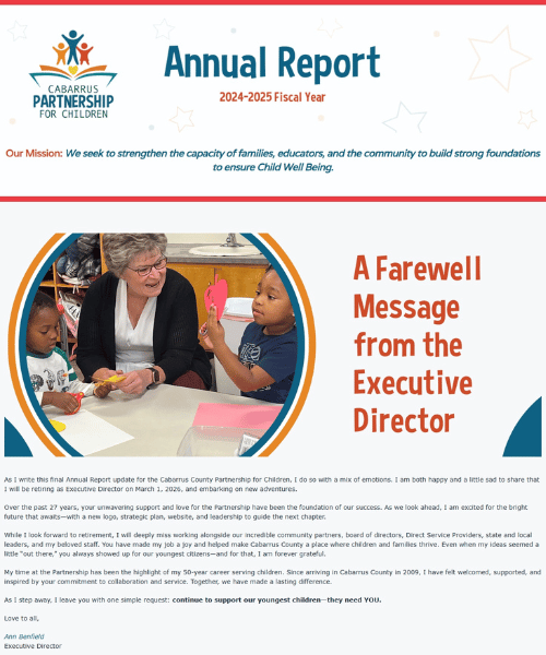Cabarrus County Partnership for Children 2024-2025 Annual Report